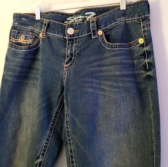 Plus Size 32 Seven7 Women's Distressed Bootcut Denim Jeans - Picture 6 of 16